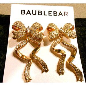 Baublebar Gold-Tone Bow Earrings With Silver Rhinestones